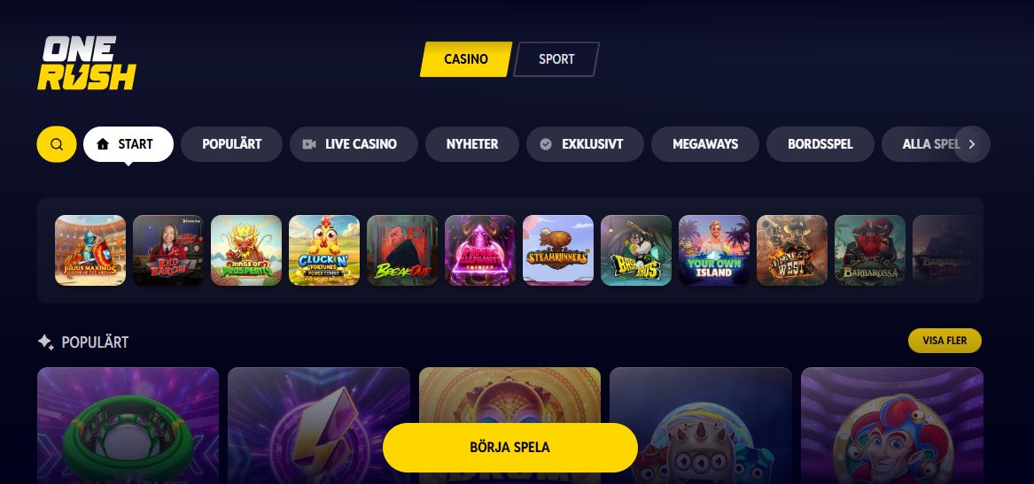 Utforska OneRush startsida